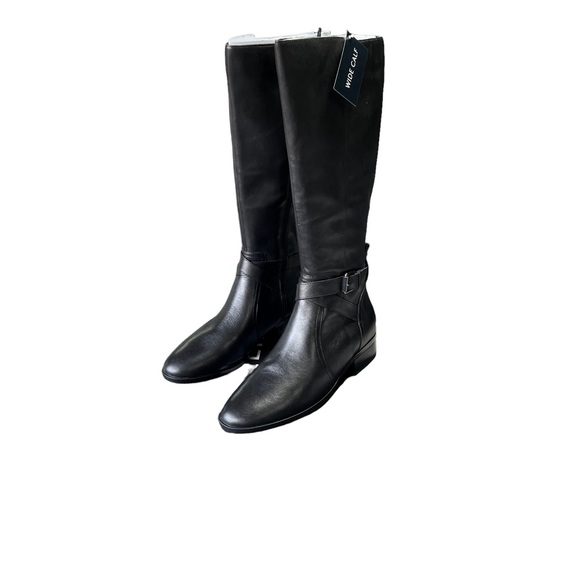 Naturalizer Boot Rena Tall Riding Buckle Black Leather Wide Calf Womens Size 9.5 - Picture 3 of 14